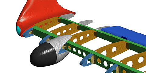 altair HyperMesh 建立的機翼結構三維模型
